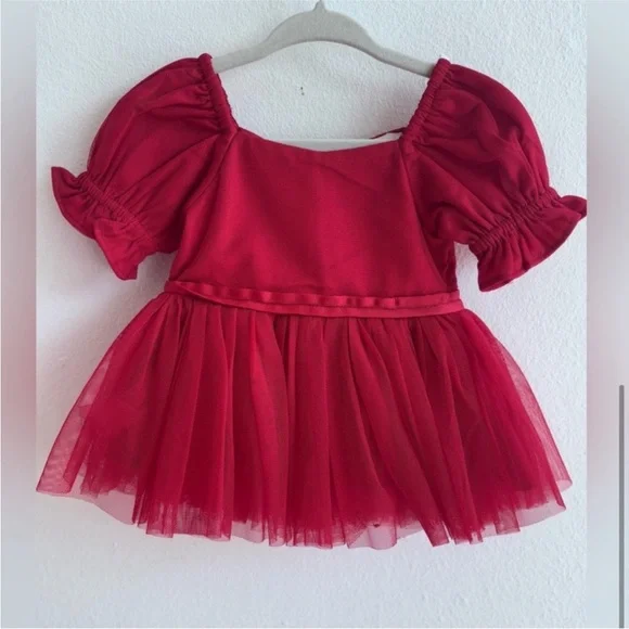 Ivy City Co Red Ballerina Dress size Small with 0-3 months mini ❤️ - Picture 4 of 4